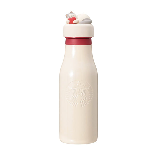 [Pre-Order] Japan SBUX 2025 Valentine Collection Stainless Steel Logo Bottle 473ml [预售] 日本星巴克 2025情人节系列 爱心猫咪不锈钢保温瓶 473ml