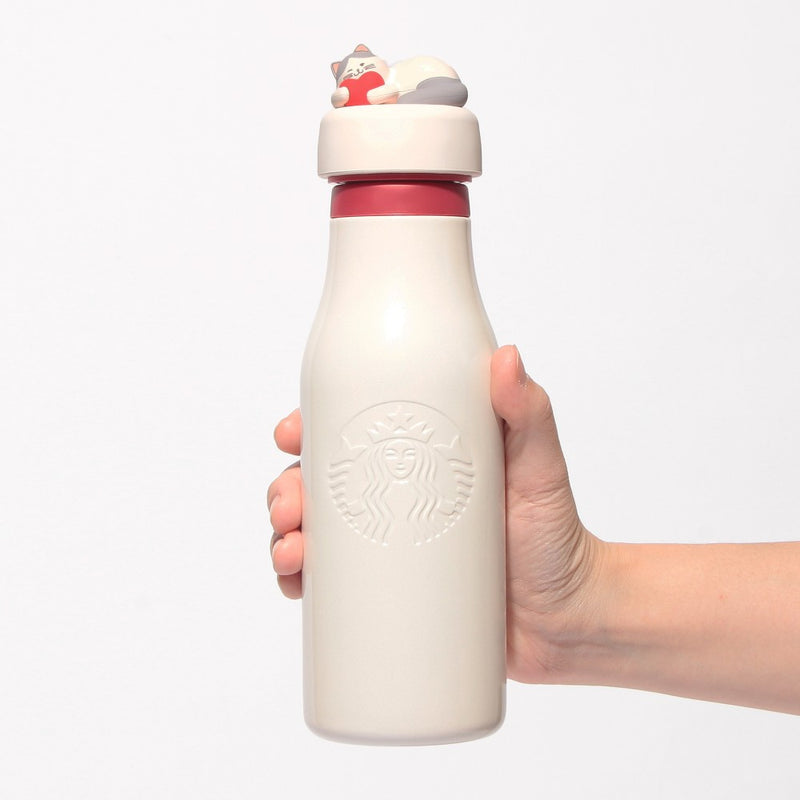 [Pre-Order] Japan SBUX 2025 Valentine Collection Stainless Steel Logo Bottle 473ml [预售] 日本星巴克 2025情人节系列 爱心猫咪不锈钢保温瓶 473ml