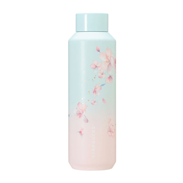 Japan SBUX 2025 Sakura Daytime Collection SAKURA Pale Blue Gradient Stainless Steel Bottle 591ml 日本星巴克 2025樱花系列 樱花淡蓝色渐变不锈钢瓶 591ml