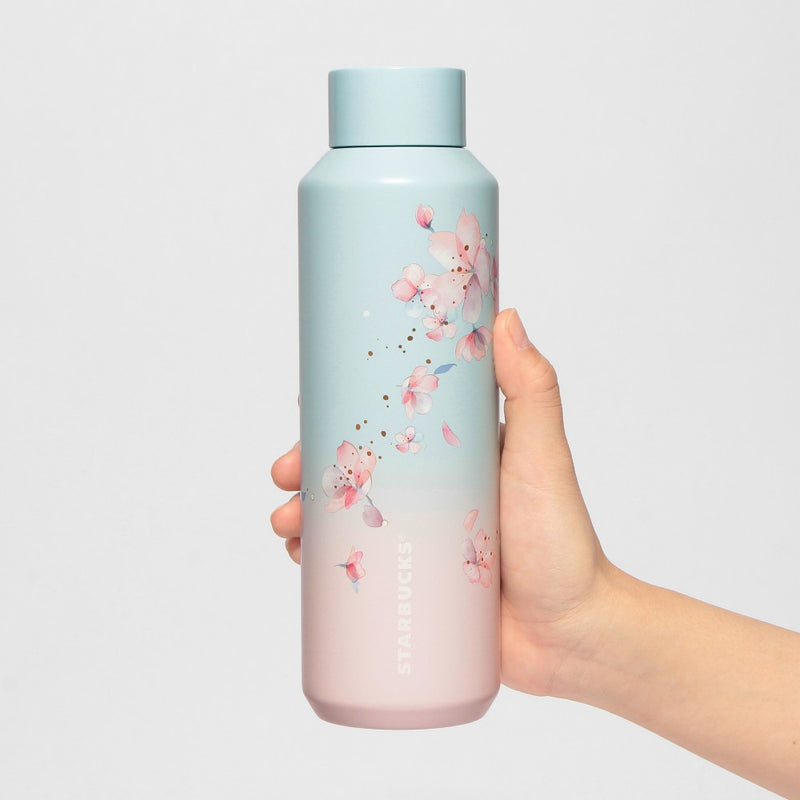 [Pre-Order] Japan SBUX 2025 Sakura Daytime Collection SAKURA Pale Blue Gradient Stainless Steel Bottle 591ml [预售] 日本星巴克 2025樱花系列 樱花淡蓝色渐变不锈钢瓶 591ml