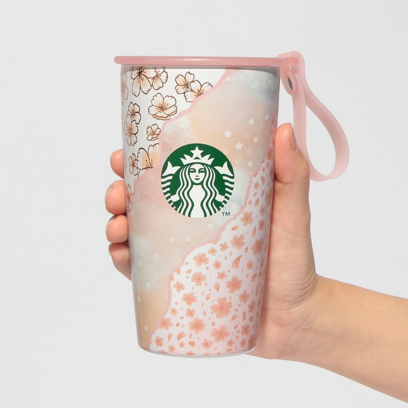 [Pre-Order] Japan SBUX 2025 Sakura Daytime Collection SAKURA Strap Stainless Steel Cup 355ml [预售] 日本星巴克 2025樱花系列 樱花带不锈钢杯 355ml