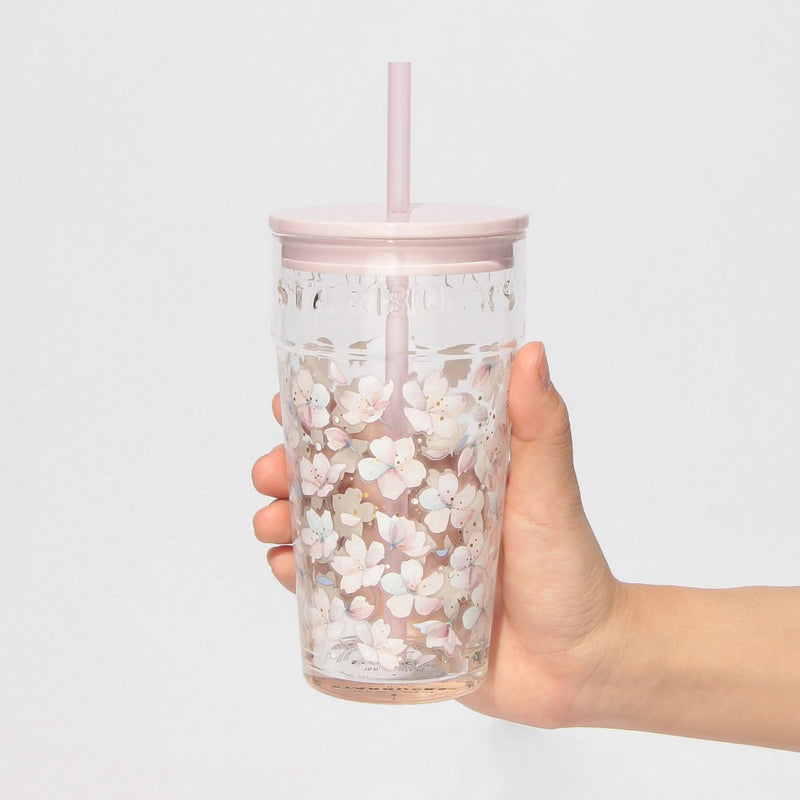 [Pre-Order] Japan SBUX 2025 Sakura Daytime Collection SAKURA Glass Tumbler 473ml [预售] 日本星巴克 2025樱花系列 樱花玻璃杯 473ml