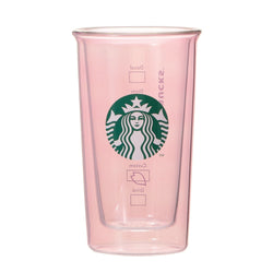 [Pre-Order] Japan SBUX 2025 Sakura Daytime Collection SAKURA Double Wall Heat Resistant Pail Pink Glass 355ml [预售] 日本星巴克 2025樱花系列 樱花淡粉色双层耐热玻璃杯 355ml