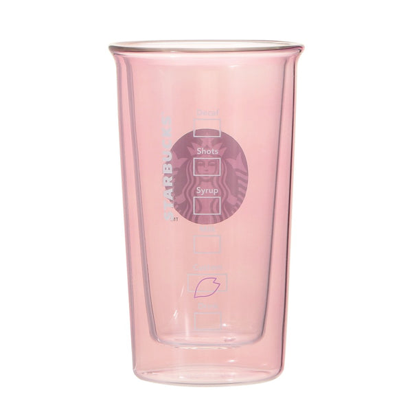 [Pre-Order] Japan SBUX 2025 Sakura Daytime Collection SAKURA Double Wall Heat Resistant Pail Pink Glass 355ml [预售] 日本星巴克 2025樱花系列 樱花淡粉色双层耐热玻璃杯 355ml