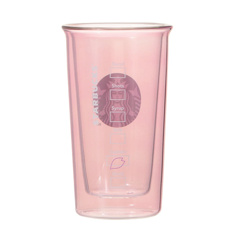 [Pre-Order] Japan SBUX 2025 Sakura Daytime Collection SAKURA Double Wall Heat Resistant Pail Pink Glass 355ml [预售] 日本星巴克 2025樱花系列 樱花淡粉色双层耐热玻璃杯 355ml