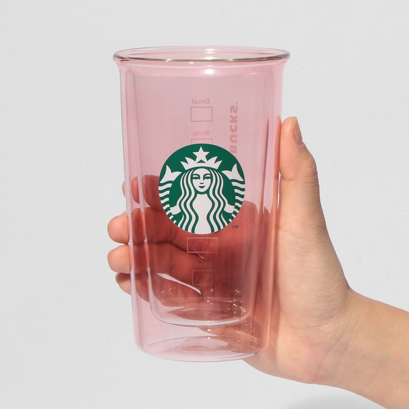 [Pre-Order] Japan SBUX 2025 Sakura Daytime Collection SAKURA Double Wall Heat Resistant Pail Pink Glass 355ml [预售] 日本星巴克 2025樱花系列 樱花淡粉色双层耐热玻璃杯 355ml