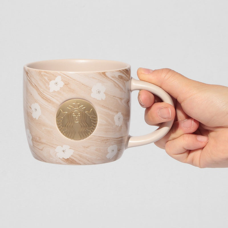 [Pre-Order] Japan SBUX 2025 Sakura Daytime Collection SAKURA Marble Medal Mug 355ml [预售] 日本星巴克 2025樱花系列 樱花大理石奖牌马克杯 355ml