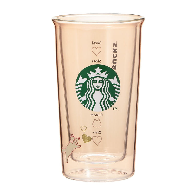 [Pre-Order] Japan SBUX 2025 Valentine Collection 2025 Valentine's Day Heat-Resistant Double-Wall Beige Glass 355ml [预售] 日本星巴克 2025情人节系列 2025情人节耐热双层米色玻璃杯 355ml