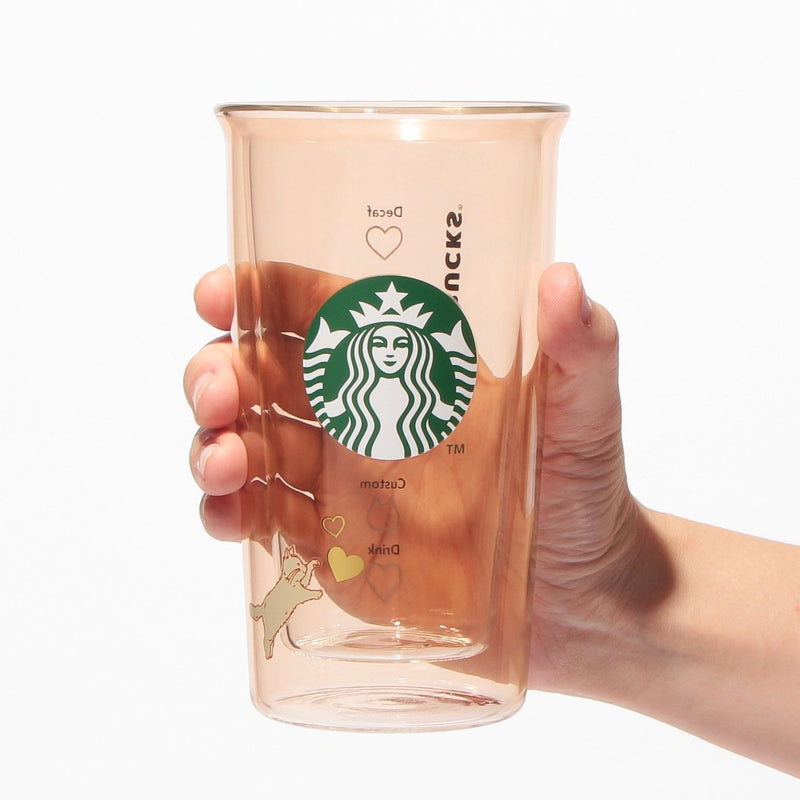 [Pre-Order] Japan SBUX 2025 Valentine Collection 2025 Valentine's Day Heat-Resistant Double-Wall Beige Glass 355ml [预售] 日本星巴克 2025情人节系列 2025情人节耐热双层米色玻璃杯 355ml