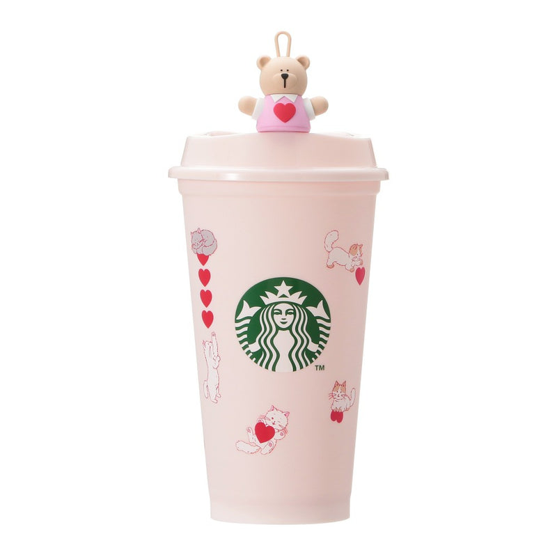 [Pre-Order] Japan SBUX 2025 Valentine Collection Reusable Cup 473ml + Valentine 2025 Reusable Cup Exclusive Bearista Drink Hole Cap [预售] 日本星巴克 2025情人节系列 环保杯子 473ml + 2025情人节小熊饮料孔盖