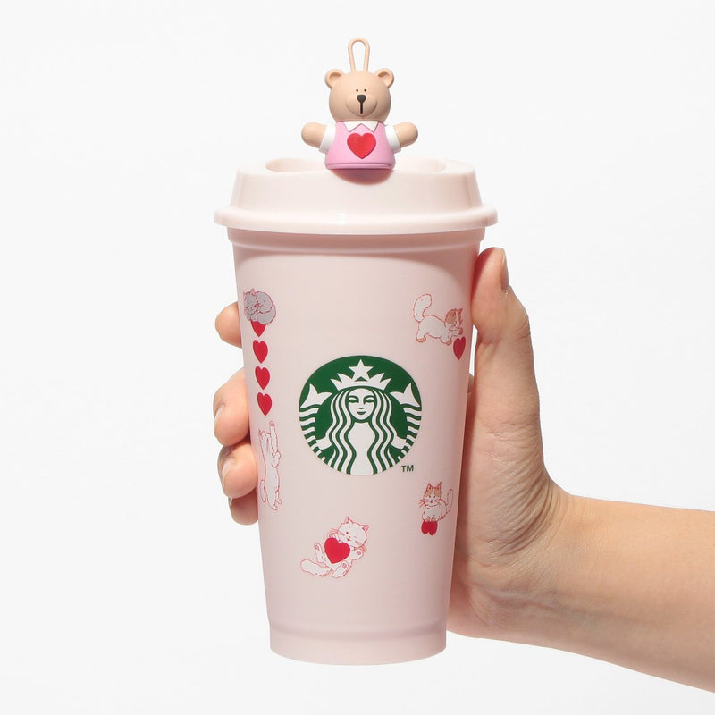 [Pre-Order] Japan SBUX 2025 Valentine Collection Reusable Cup 473ml + Valentine 2025 Reusable Cup Exclusive Bearista Drink Hole Cap [预售] 日本星巴克 2025情人节系列 环保杯子 473ml + 2025情人节小熊饮料孔盖