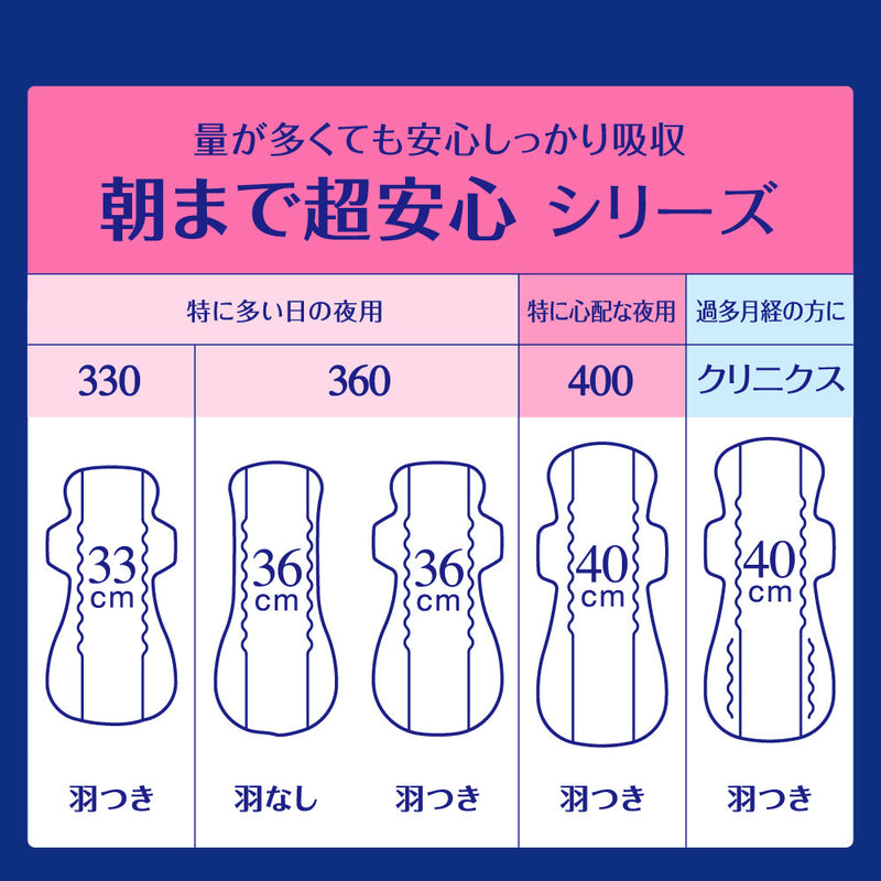 Elis Super Peace of Mind 400 Heavy Night Pads w/Wing 40cm 16pcs 怡丽 超安心 400超长护翼卫生巾 夜用有翼型 40cm 16枚入