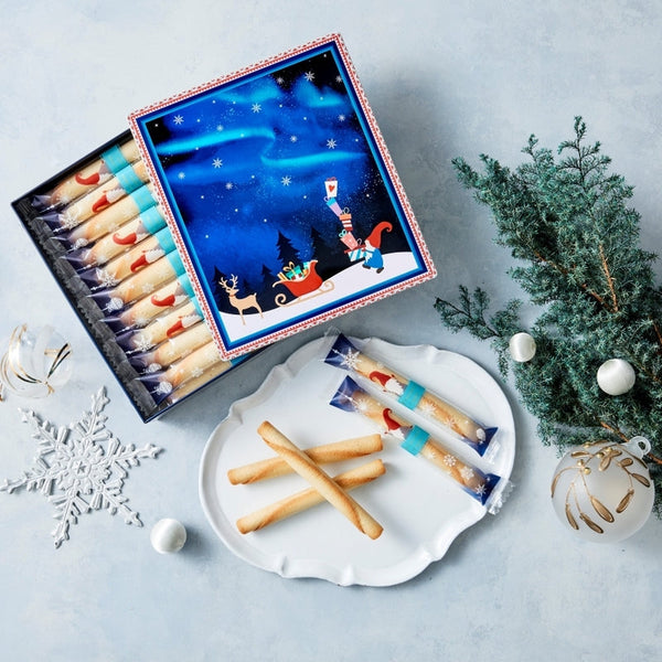 YOKU MOKU Christmas Cigare Cookies 20pcs/Box 日本YOKU MOKU 圣诞原味雪茄蛋卷礼盒  20条装