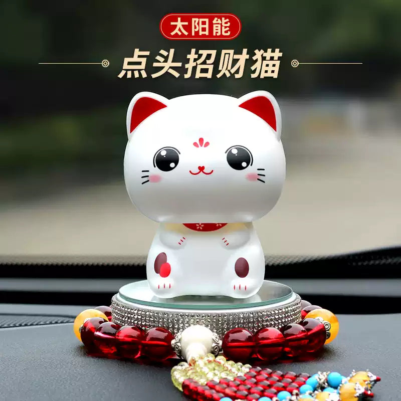 BAOLAPU Lucky Fortune Cat Solar Car Decoration (Big Eyes) 宝拉普 大头招财猫太阳能汽车装饰 (大眼款)