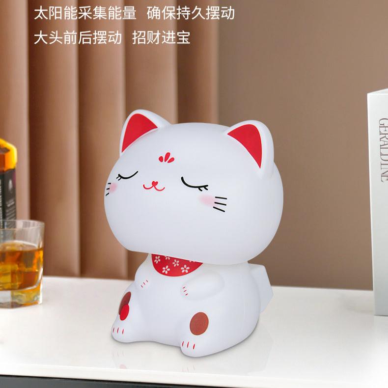 BAOLAPU Lucky Fortune Cat Solar Car Decoration (Big Eyes) 宝拉普 大头招财猫太阳能汽车装饰 (大眼款)