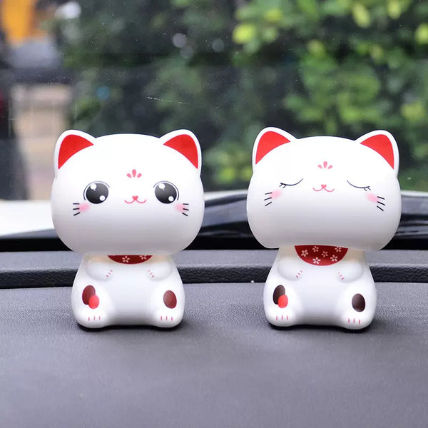 BAOLAPU Lucky Fortune Cat Solar Car Decoration (Big Eyes) 宝拉普 大头招财猫太阳能汽车装饰 (大眼款)