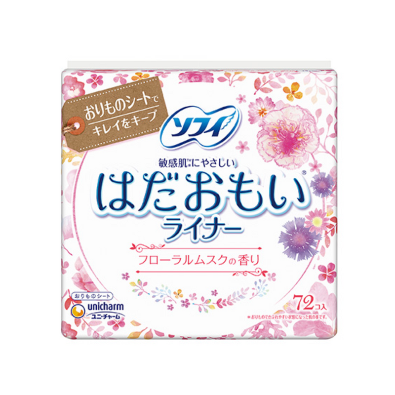 UNICHARM Sofy Hadaomoi Soft & Gentle Panty Liner (Floral Musk Fragrance) 72pcs 尤妮佳 苏菲极轻薄舒肤护垫 (花香麝香) 72片