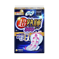 UNICHARM Sofy Super Sleeping Leak-Proof Sanitary Pad (Heavy Night w/wings 36cm) 12pcs 尤妮佳 苏菲超熟睡防漏卫生棉 (多量夜用护翼36cm) 12片