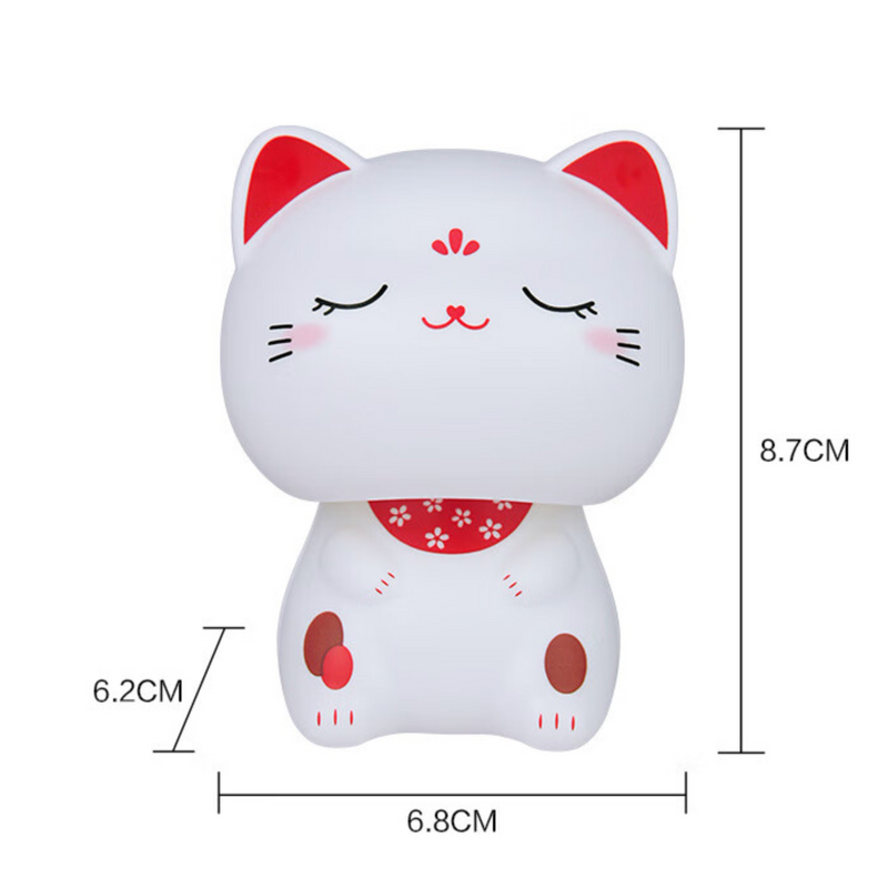 BAOLAPU Lucky Fortune Cat Solar Car Decoration (Squinting Eyes) 宝拉普 大头招财猫太阳能汽车装饰 (眯眼款)