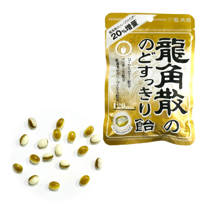 RYUKAKUSAN Throat Refreshing Herbal Drops 120max (Milk) 日本龙角散 草药润喉糖 (蜂蜜牛奶味) 88g