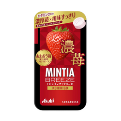 ASAHI Mintia Breeze Koichigo Rich Strawberry Sugar-Free Breath Mint Candy 50 Tablets/pck 朝日MINTIA 无糖特浓草莓口氣清新薄荷糖 50粒/盒