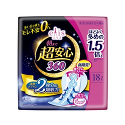 Elis Super Peace of Mind 360 Heavy Night Pads w/Wing 36cm 18pcs 怡丽 超安心 360超长护翼卫生巾 夜用有翼型 36cm 18枚入