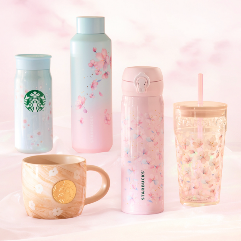 [Pre-Order] Japan SBUX 2025 Sakura Daytime Collection SAKURA Pale Blue Gradient Stainless Steel Bottle 591ml [预售] 日本星巴克 2025樱花系列 樱花淡蓝色渐变不锈钢瓶 591ml