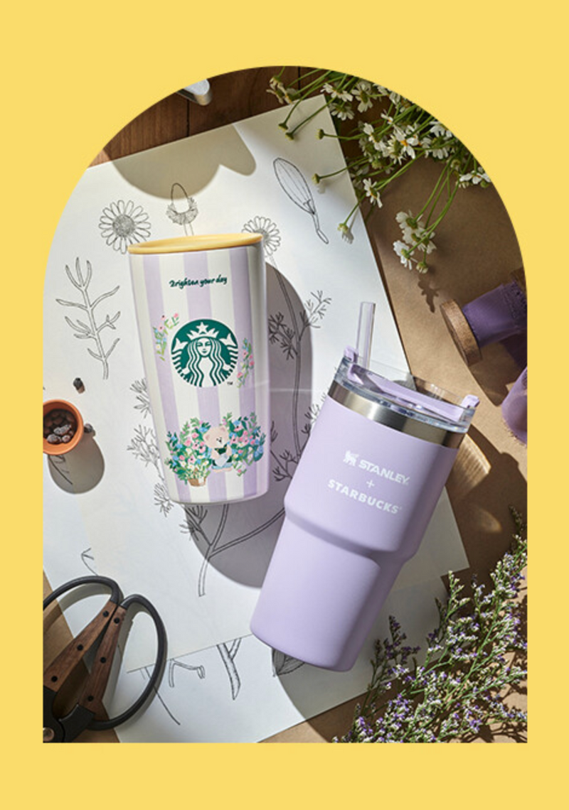 [Pre-Order] Korean SBUX Brighten Your Day Series SS Flower Market Stanley Quencher Tumbler [预售] 韩国星巴克 照亮您的一天系列 SS 花市史丹利随行保温瓶 591ml