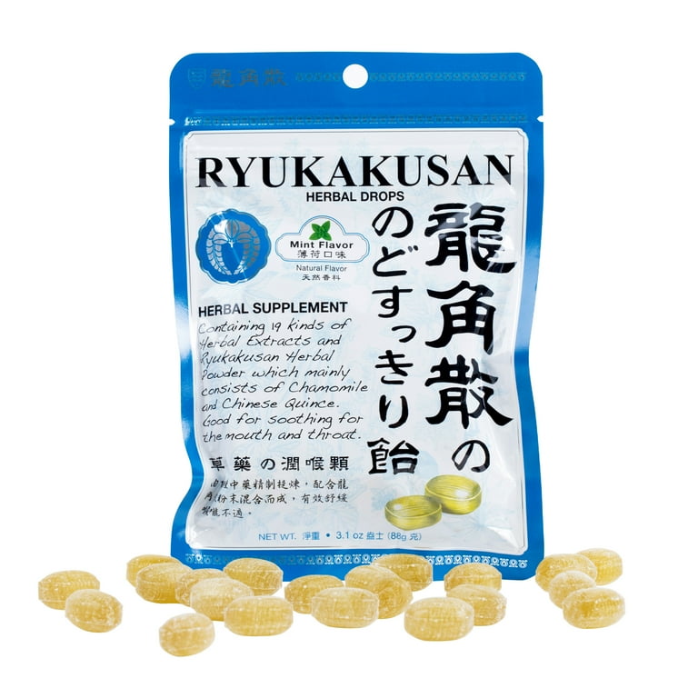 RYUKAKUSAN Throat Refreshing Herbal Drops (Mint) 32pcs 日本龙角散 草药润喉糖 (薄荷味) 32粒