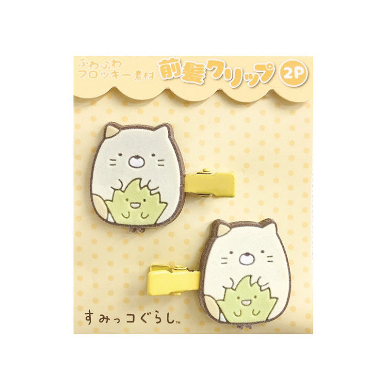 SAN-X Sumikko Gurashi Flocky Hair Clip (Neko & Zassou) 日本SAN-X 角落生物绒毛发夹 (猫&杂草)