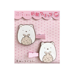 SAN-X Sumikko Gurashi Flocky Hair Clip (Shirokuma & Furoshiki) 日本SAN-X 角落生物绒毛发夹 (白熊&裹布)