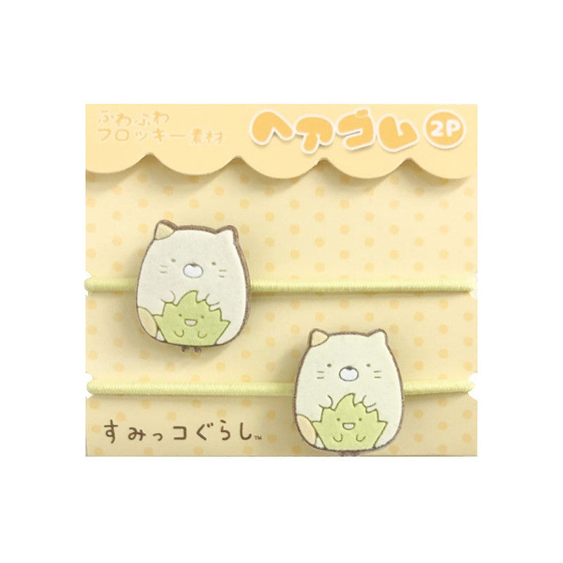 SAN-X Sumikko Gurashi Flocky Hair Tie (Neko & Zassou) 日本SAN-X 角落生物绒毛发圈 (猫&杂草)