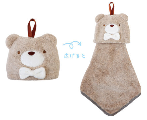 PINE CREATE Happy Bear Mascot Hand Towel (Brown) 日本PINE CREATE 快乐熊动物造型擦手巾 (咖啡色)