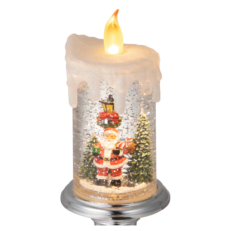 Francfranc Snow Globe Candle Santa L Silver 日本Francfranc 圣诞老人蜡烛灯 L 银色