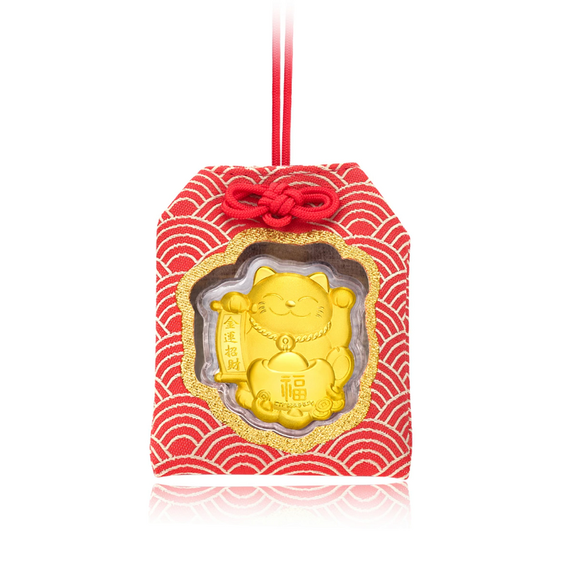 Chow Tai Fook Japan Limited 999.9 Gold Maneki Cat Omamori (Good Luck) 周大福 日本限定 999.9金招财猫御守(開運)